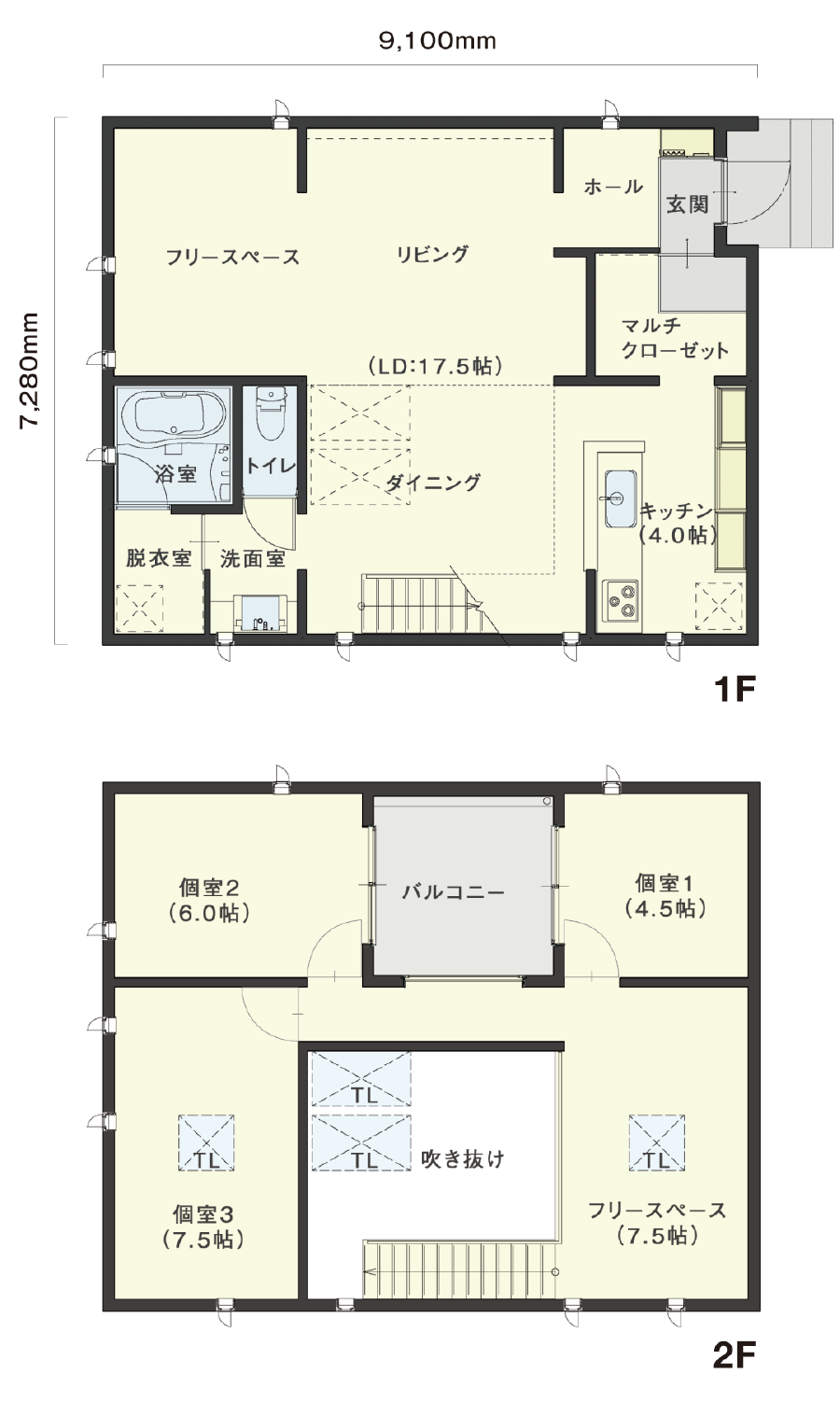 スタンダードプラン(二階建て)4×5プラン